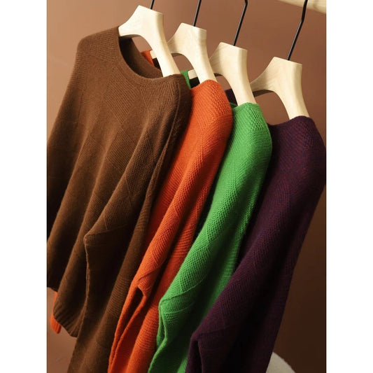 Seamless Wool Cashmere Soft Glutinous Warm Loose Pullover Knitting