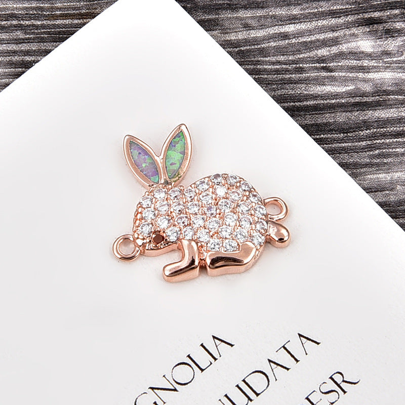 Copper New Handmade DIY Clothing Sccessories Ornament Accessories Rabbit Connector Natural Opal Zircon Bracelet For Women