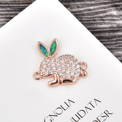 Copper New Handmade DIY Clothing Sccessories Ornament Accessories Rabbit Connector Natural Opal Zircon Bracelet For Women