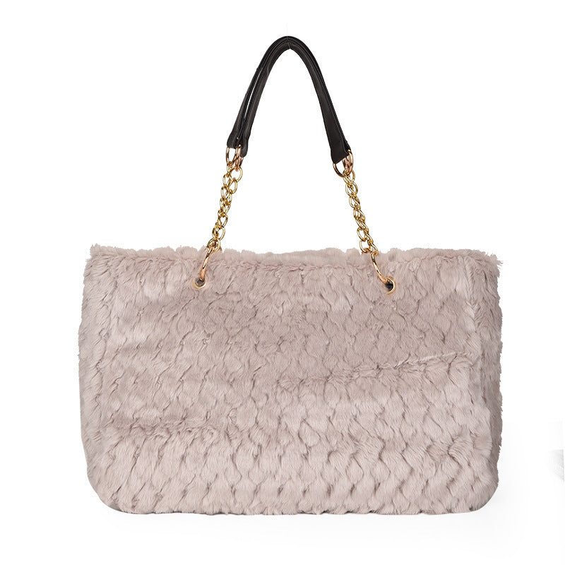 New Large Capacity Plush Women's Bag Simple Fashion European And American Style Trendy Women's Shoulder Handbag