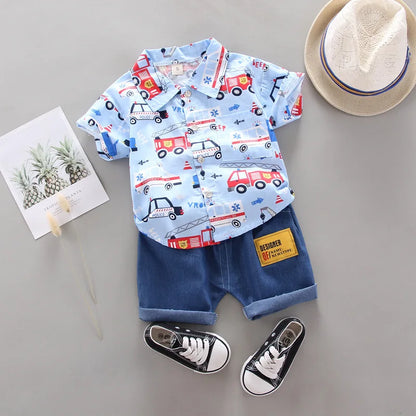 New Summer Baby Boys Clothes Children Fashion Cartoon Shirt Shorts 2Pcs/Set Kids Outfits Toddler Casual Costume Infant Tracksuit