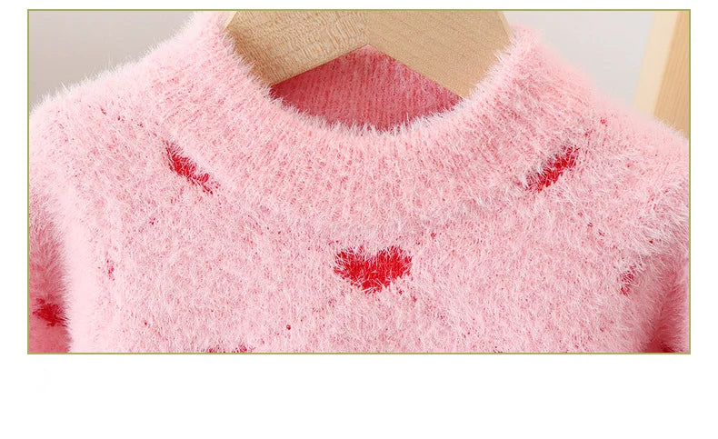 Girls Winter Imitation Mink Fleece Sweater Princess Dress Baby Knit Sweater Baby Winter Foreign Style Hedging Dress