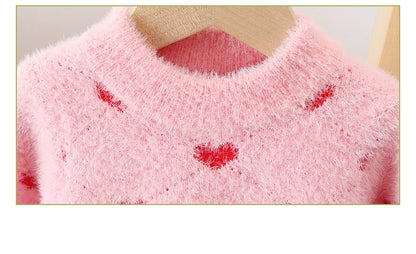 Girls Winter Imitation Mink Fleece Sweater Princess Dress Baby Knit Sweater Baby Winter Foreign Style Hedging Dress