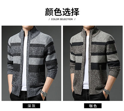 Winter Thick Sweater Men's Cardigan Jacket Autumn Winter New Slim Stylish Warm Sweaters Fleece Jumper Zip Up Sweater