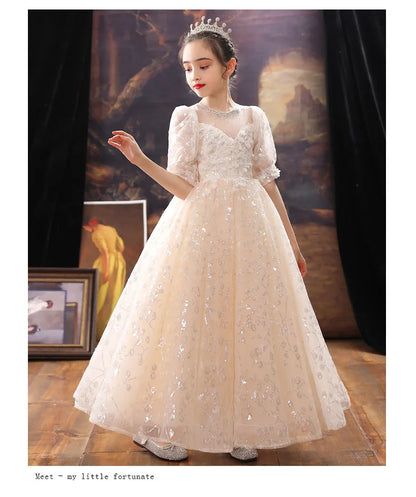 Girl Wedding Evening Party Dresses Kids Formal Dress for Girls Princess Pageant Sequins Long Gown Children Boutique Clothing