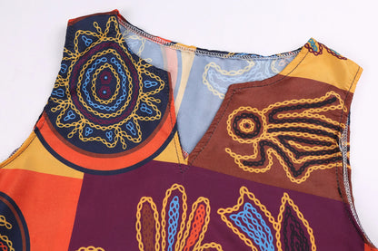 Summer Bohemian Sundress Vintage Sleeveless Women Floral Printed Maxi Long Dress Casual Dress Robe Femme Party Vestido Sarafans