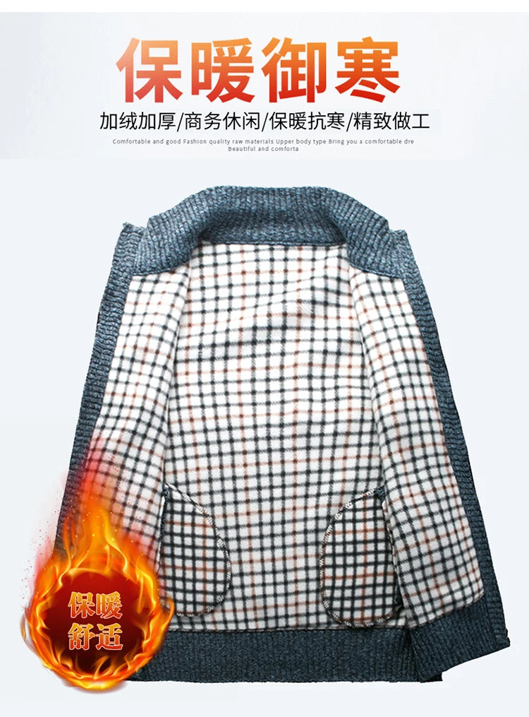 Winter Thick Sweater Men's Cardigan Jacket Autumn Winter New Slim Stylish Warm Sweaters Fleece Jumper Zip Up Sweater