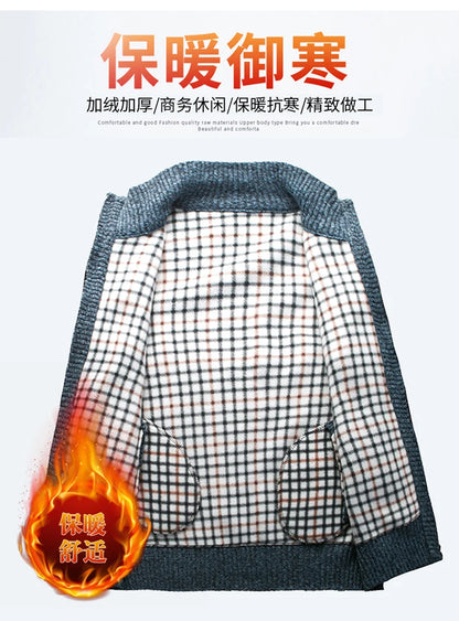 Winter Thick Sweater Men's Cardigan Jacket Autumn Winter New Slim Stylish Warm Sweaters Fleece Jumper Zip Up Sweater