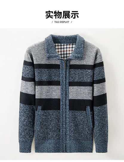 Winter Thick Sweater Men's Cardigan Jacket Autumn Winter New Slim Stylish Warm Sweaters Fleece Jumper Zip Up Sweater