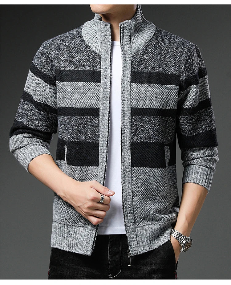 Winter Thick Sweater Men's Cardigan Jacket Autumn Winter New Slim Stylish Warm Sweaters Fleece Jumper Zip Up Sweater
