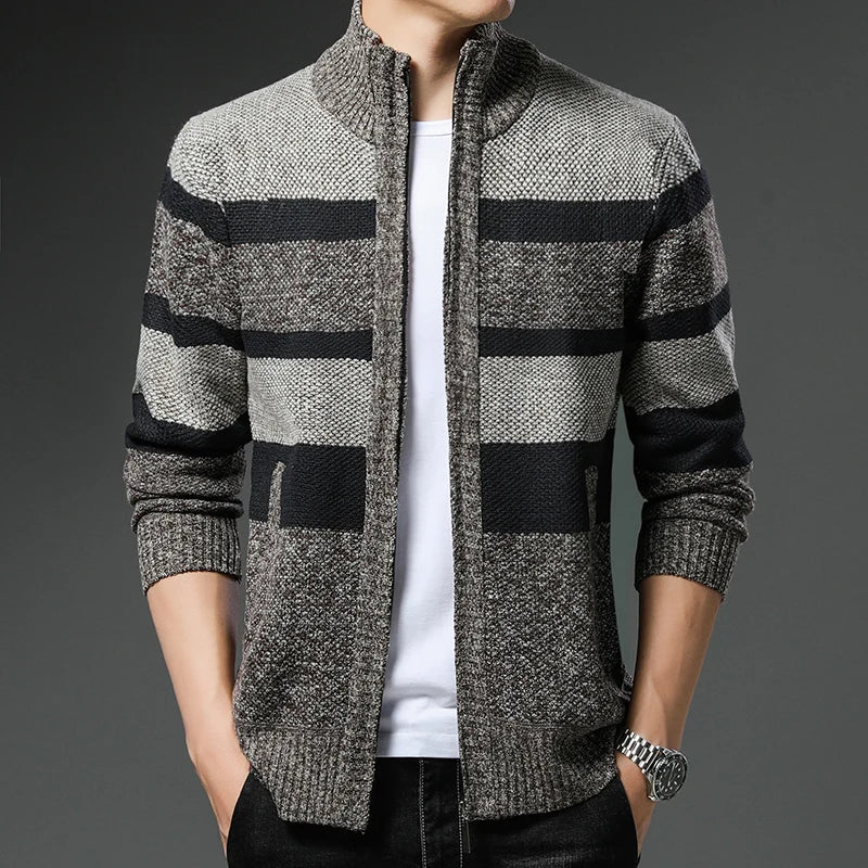 Winter Thick Sweater Men's Cardigan Jacket Autumn Winter New Slim Stylish Warm Sweaters Fleece Jumper Zip Up Sweater