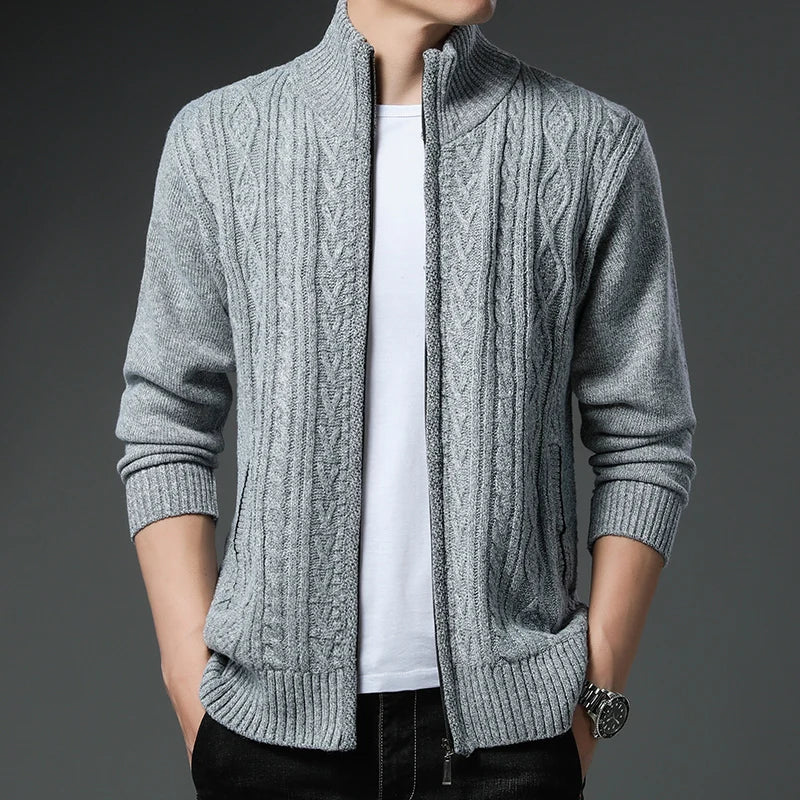 Winter Thick Sweater Men's Cardigan Jacket Autumn Winter New Slim Stylish Warm Sweaters Fleece Jumper Zip Up Sweater