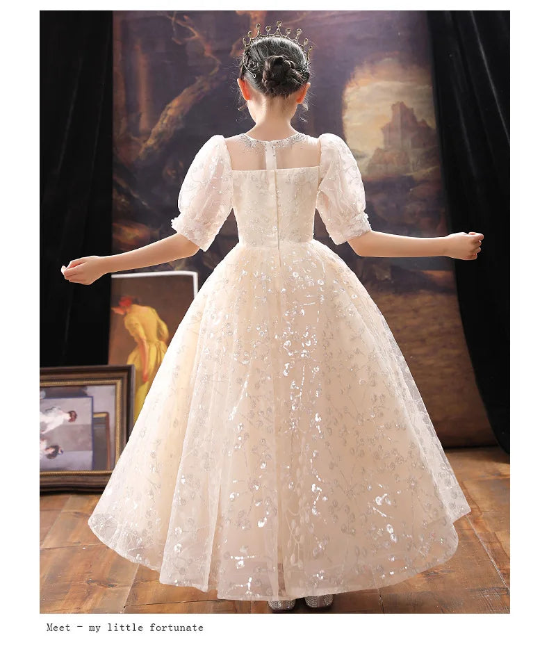 Girl Wedding Evening Party Dresses Kids Formal Dress for Girls Princess Pageant Sequins Long Gown Children Boutique Clothing