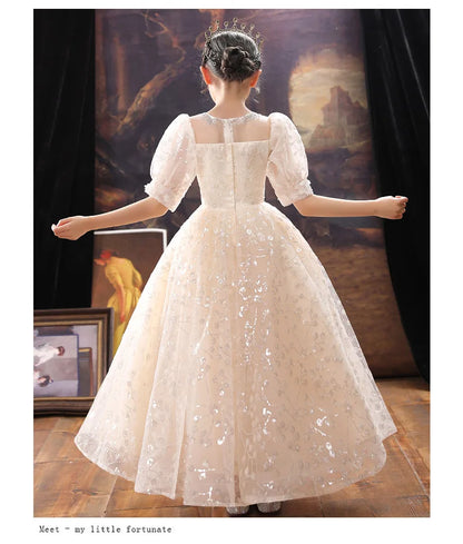Girl Wedding Evening Party Dresses Kids Formal Dress for Girls Princess Pageant Sequins Long Gown Children Boutique Clothing