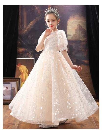 Girl Wedding Evening Party Dresses Kids Formal Dress for Girls Princess Pageant Sequins Long Gown Children Boutique Clothing