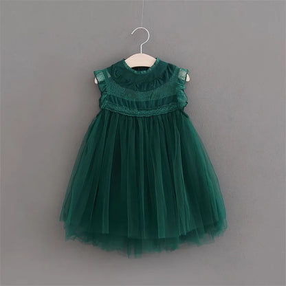 New Wedding Flower Girl Dresses for Kids Princess Dress Sleeveless Summer Birthday Party Pageant Toddler Lace Tulle Dress 1-7T
