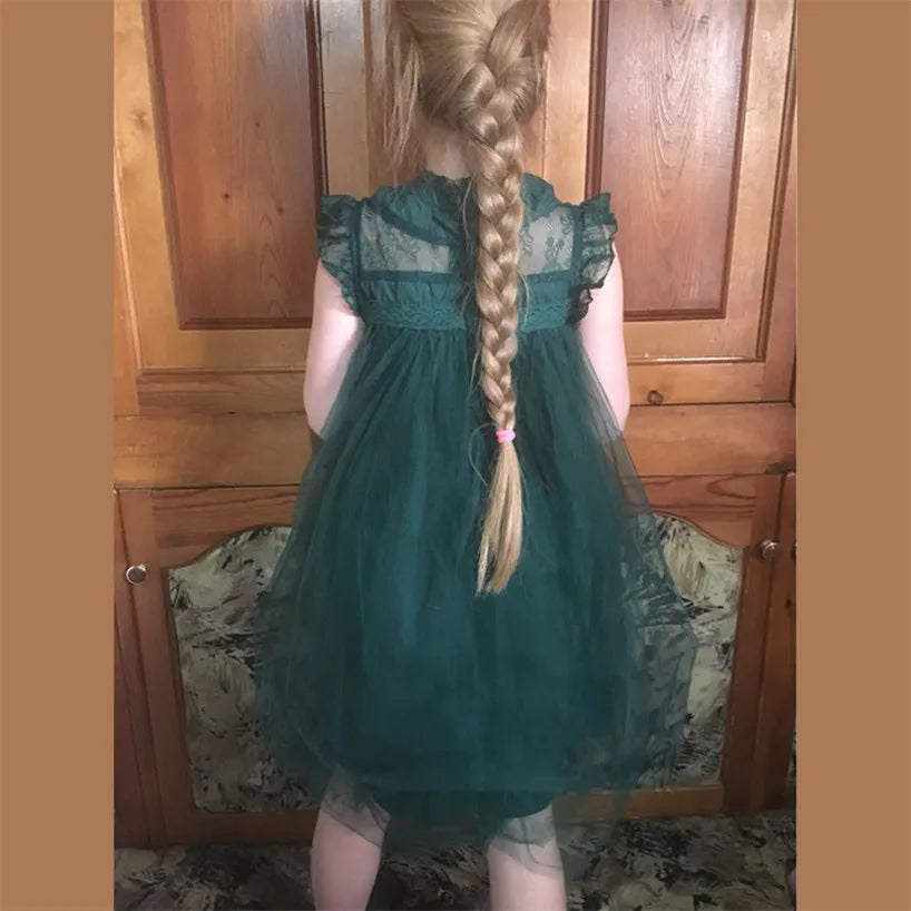 New Wedding Flower Girl Dresses for Kids Princess Dress Sleeveless Summer Birthday Party Pageant Toddler Lace Tulle Dress 1-7T