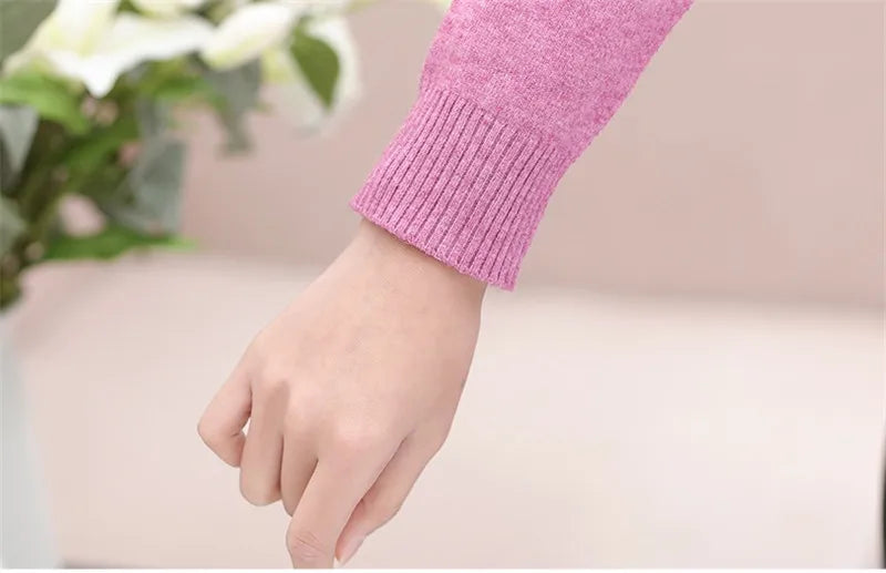 Middle-aged Women's Winter Sweaters And Pullovers Warm Bottoming O-neck Wool Sweater Mother Dress Tops Jumper Feminina W105