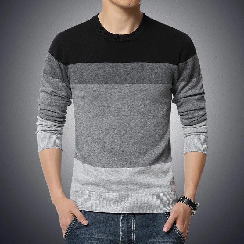 Casual Men's Sweater O-Neck Striped Slim Fit Knittwear 2025 Autumn Mens Sweaters Pullovers Pullover Men Pull Homme M-4XL