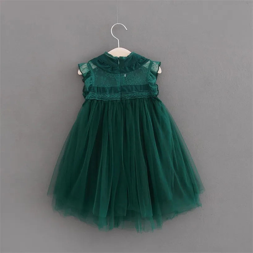 New Wedding Flower Girl Dresses for Kids Princess Dress Sleeveless Summer Birthday Party Pageant Toddler Lace Tulle Dress 1-7T