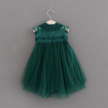 New Wedding Flower Girl Dresses for Kids Princess Dress Sleeveless Summer Birthday Party Pageant Toddler Lace Tulle Dress 1-7T