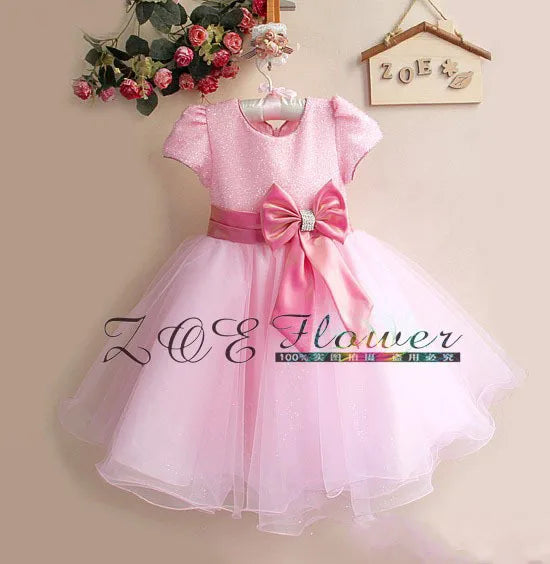 Retail-New Baby Girl Wedding and Party Dresses, Hot white/Red with big Bow Girl's Gorgeous Princess Dress