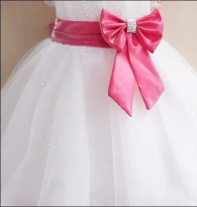 Retail-New Baby Girl Wedding and Party Dresses, Hot white/Red with big Bow Girl's Gorgeous Princess Dress