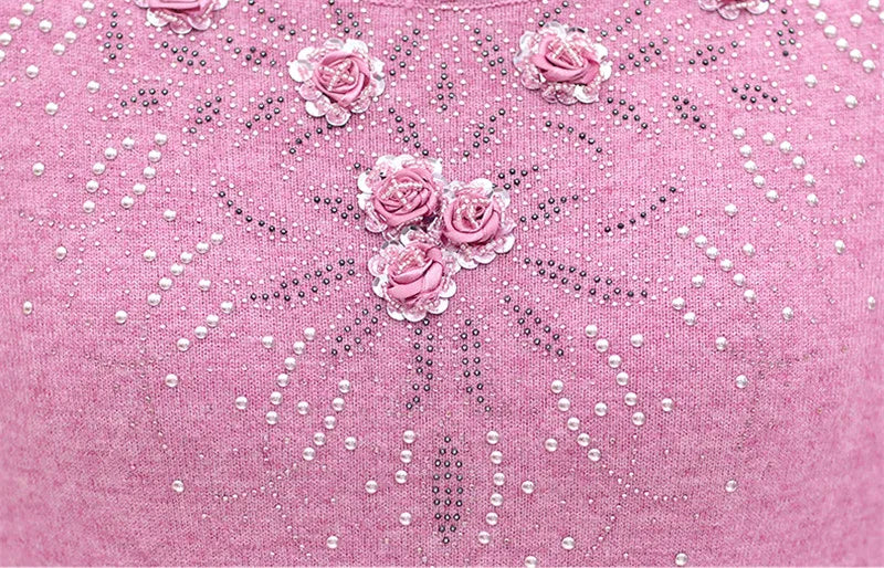 Middle-aged Women's Winter Sweaters And Pullovers Warm Bottoming O-neck Wool Sweater Mother Dress Tops Jumper Feminina W105