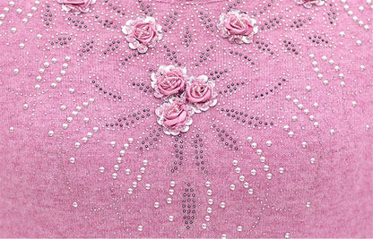 Middle-aged Women's Winter Sweaters And Pullovers Warm Bottoming O-neck Wool Sweater Mother Dress Tops Jumper Feminina W105