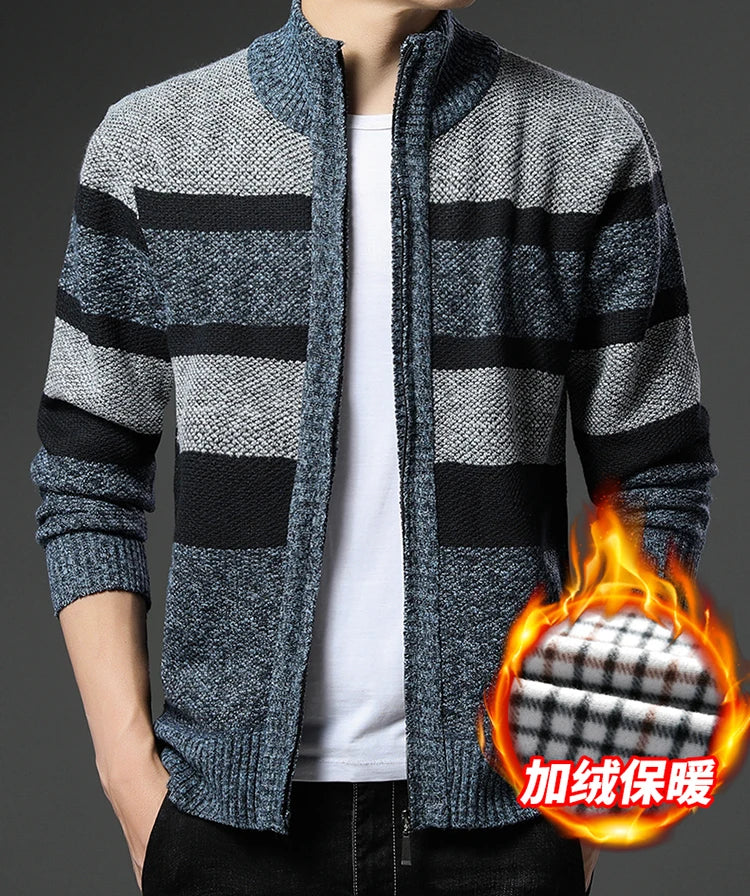 Winter Thick Sweater Men's Cardigan Jacket Autumn Winter New Slim Stylish Warm Sweaters Fleece Jumper Zip Up Sweater