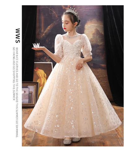 Girl Wedding Evening Party Dresses Kids Formal Dress for Girls Princess Pageant Sequins Long Gown Children Boutique Clothing