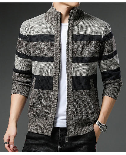 Winter Thick Sweater Men's Cardigan Jacket Autumn Winter New Slim Stylish Warm Sweaters Fleece Jumper Zip Up Sweater