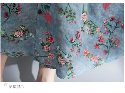 Women Summer Sleeveless Casual Dress New Arrival 2021 Vintage Style Floral Print Loose Cotton Linen Female Long Dresses B592