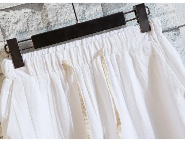 (Shirt + trousers) 2025 summer men shirt Man Cotton and linen shirts Short sleeve men's casual shirts men A set of clothes M-5XL