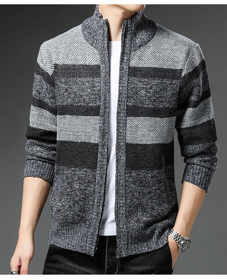 Winter Thick Sweater Men's Cardigan Jacket Autumn Winter New Slim Stylish Warm Sweaters Fleece Jumper Zip Up Sweater