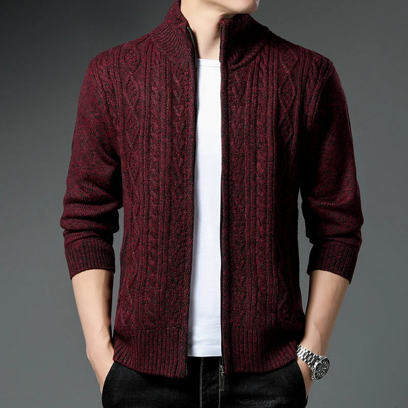 Winter Thick Sweater Men's Cardigan Jacket Autumn Winter New Slim Stylish Warm Sweaters Fleece Jumper Zip Up Sweater