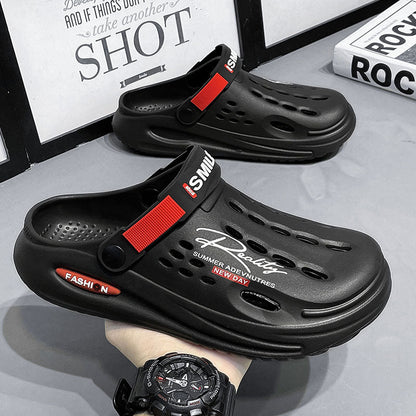 Summer Thick Bottom Shit Feeling Plus Size Closed-toe Slippers Men