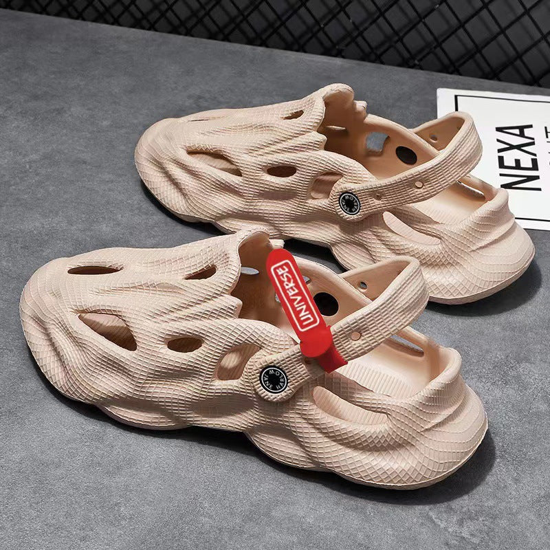 Coconut Slippers Couple Summer Dual-use Closed Toe Beach Hole Shoes