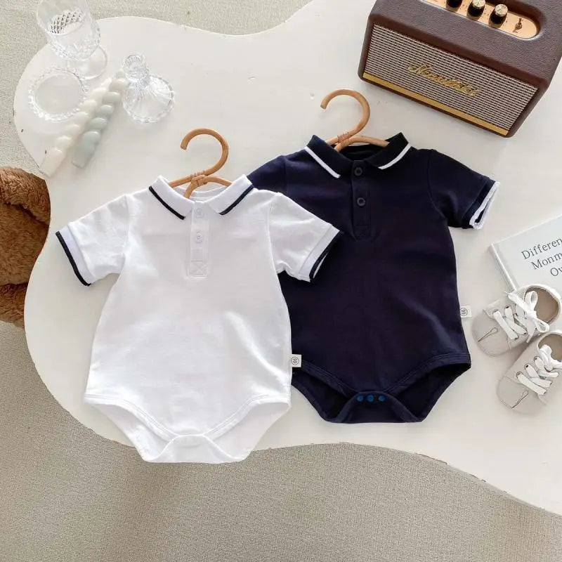 Summer Baby Boys Jumpsuit Cotton Newborn Romper Toddler Infant One-Pieces Onesies Solid Color Clothes for Boy Korean Kids Outfit