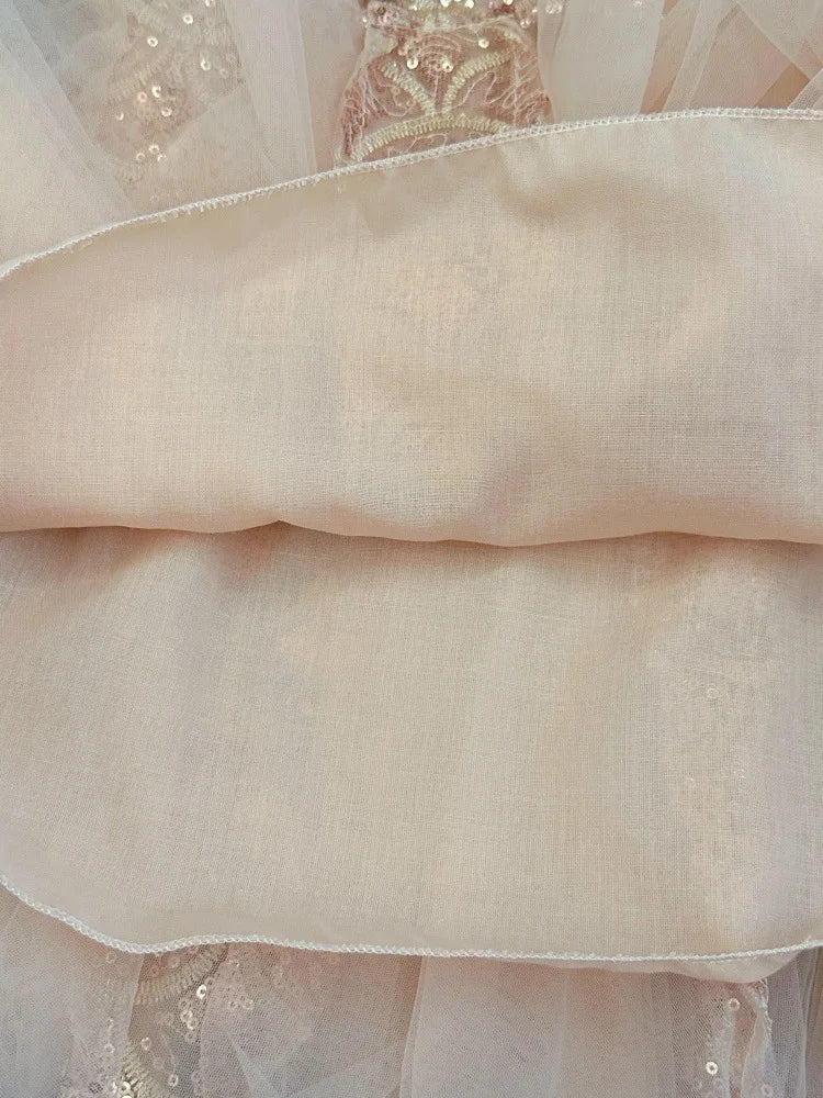 Girls Dress 2025 Summer New Children Elegant Princess Dress Baby Fashion Mesh Flying Sleeve Tank Top Dress