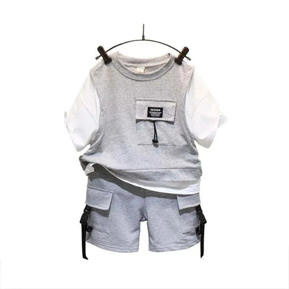 Kids Boys Summer Suit New Fashion Children's Baby Handsome Short Sleeve Top Shorts 2-Piece Boys' Casual Clothing Set