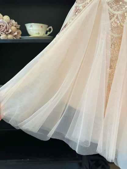 Girls Dress 2025 Summer New Children Elegant Princess Dress Baby Fashion Mesh Flying Sleeve Tank Top Dress