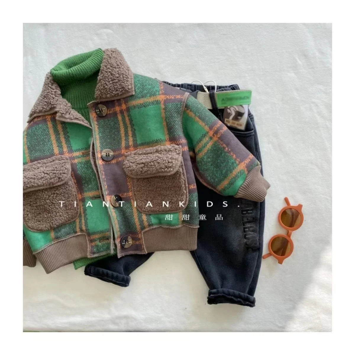 Autumn Winter Kids Boy's Clothes Baby Outfits Lamb Wool Cardigan Jacket Outerwear For Boys Baby Clothing Jackets Coats