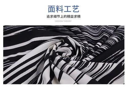 Women's Dress Fashion Beach Vacation Striped Printed Robe 2023 Summer New Casual Vintage Loose Waist V-Neck Long Dresses Female