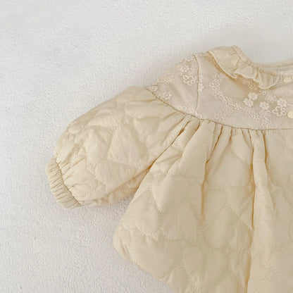 Girls' cotton coat, winter clothing, new western-style baby flower bud pleated cotton coat, children's thick warm cotton clothin