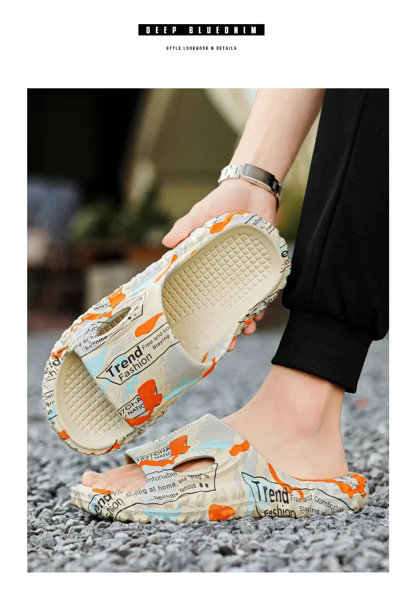 New Stylish Summer Men Shoes Comfortable Male Beach Slippers Soft Slides Non-slip Massage Indoor Fashion Slippers Outdoor 887