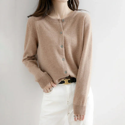 Women Autumn Winter Single-Breasted O-Collar Cardigan Vintage Long Sleeve Knitting Sweaters Casual Loose Versatile Streetwear