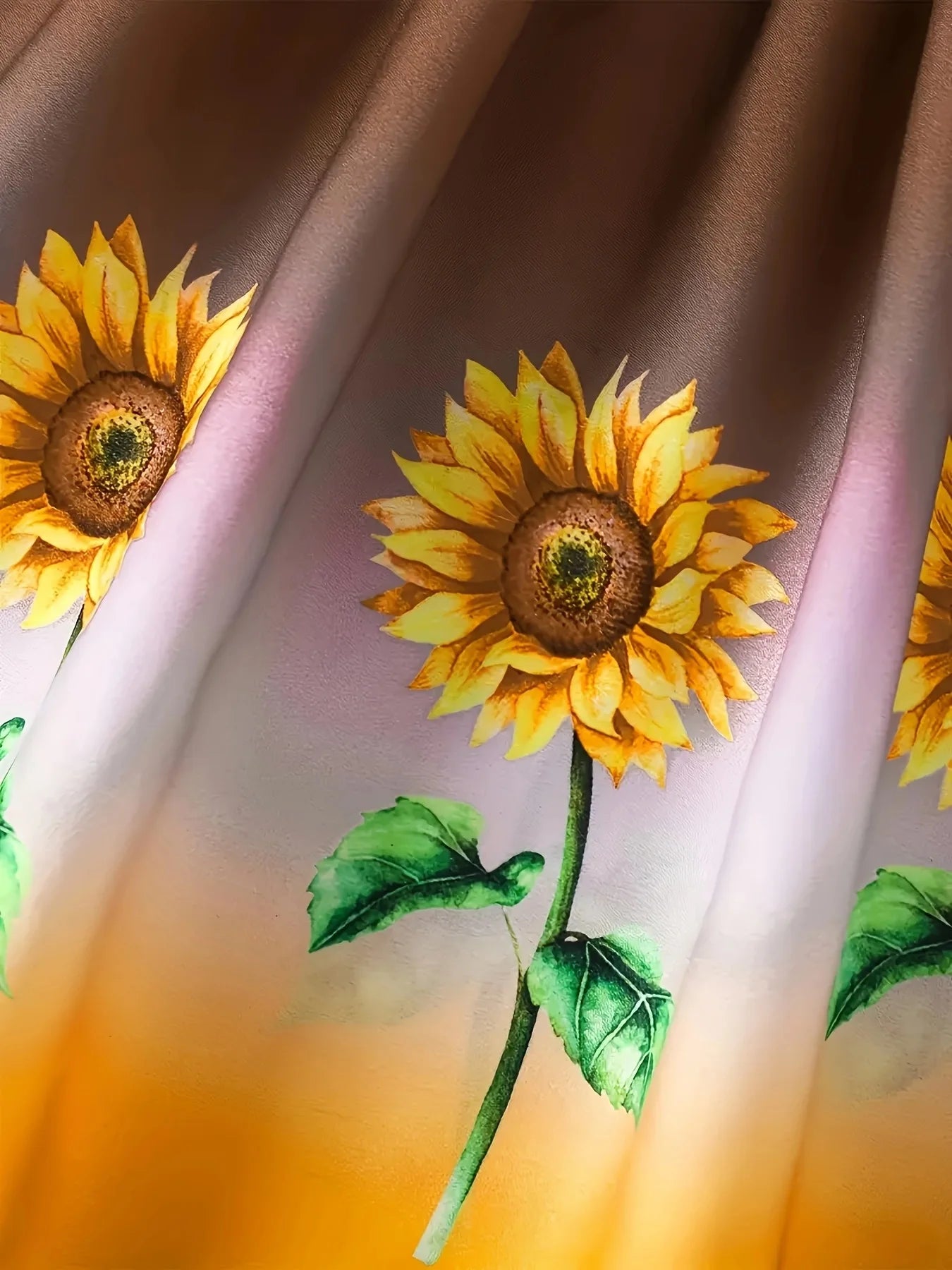 Summer style dress for girls aged 1-8, with suspender straps, pleated sunflower print, rustic style, for baby girls