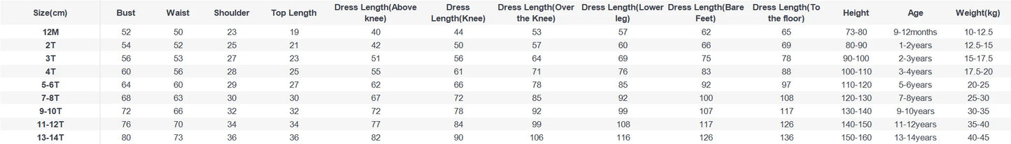 Kids Girls Party Dress Princess Children Birthday Gown for Flower Girl Wedding Piano Recital Host Pageant Formal Dresses Costume