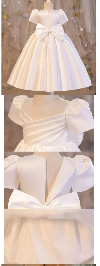 Girls Party Dresses Summer Luxury Elegant Bow Princess Dress Kids Baptism Lace Wedding Vest Birthday Evening Clothes 1-16 Year